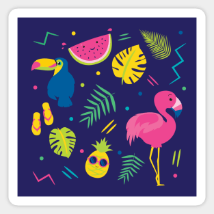 Summer Tropical Flamingo Pattern Sticker